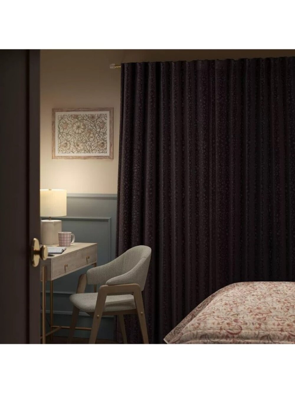 Threshold Velvet Embossed Animal Print Blackout Black Curtain Panel 50 x 63 NWOT